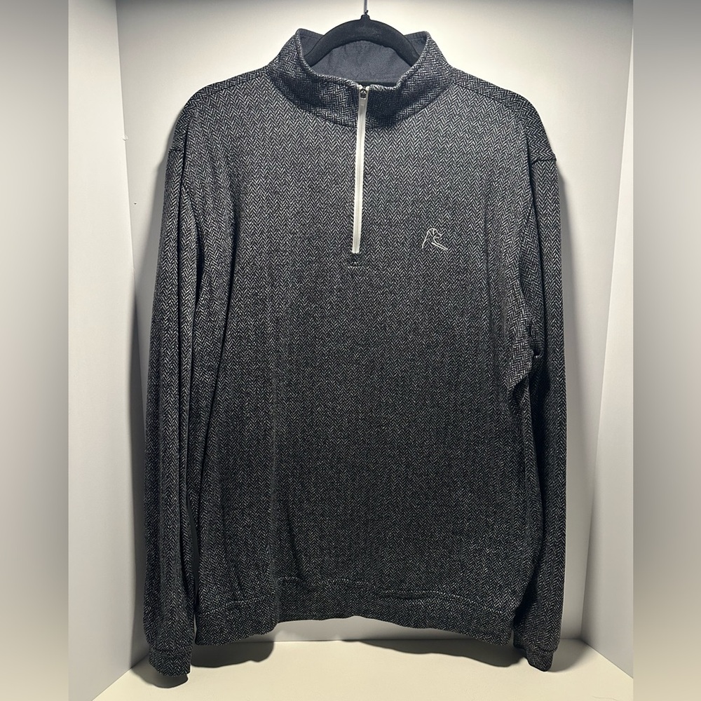 Rhoback Men's Charcoal and White Q Zip-Up Sweater Men’s Medium